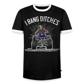 I Bang Ditches Quad Bike ATV Offroading Offroad - Men's Ringer Shirt - black/white - Front - AI Model Female 172 light (172cm) & AI Model Male 178 light (178cm)