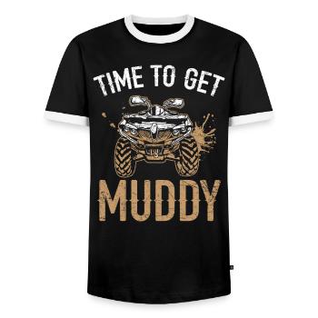 Time To Get Muddy Quad Bike ATV Offroading Offroad - Men's Ringer Shirt - black/white - Front - AI Model Female 172 light (172cm) & AI Model Male 178 light (178cm)