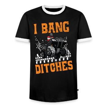 I Bang Ditches Quad Bike ATV Offroading Offroad - Men's Ringer Shirt - black/white - Front - AI Model Female 172 light (172cm) & AI Model Male 178 light (178cm)