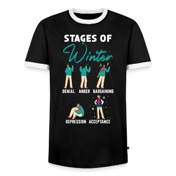 Stages Of Winter Snow Snowy Climate Winter Season - Men's Ringer Shirt - black/white - Front - AI Model Female 172 light (172cm) & AI Model Male 178 light (178cm)
