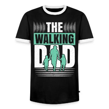 The Walking Dad Walker Cardio Exercise Fathers Day - Men's Ringer Shirt - black/white - Front - AI Model Female 172 light (172cm) & AI Model Male 178 light (178cm)