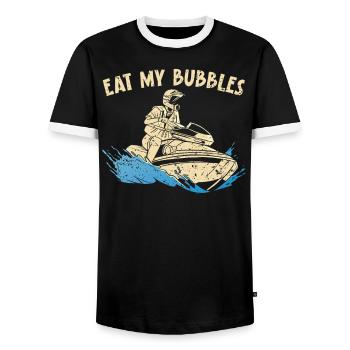 Eat My Bubbles Jet Skiing Wasserscooter Wasserfahrzeug - Männer Kontrast-T-Shirt - Schwarz/Weiß - Vorne - AI Model Female 172 light (172cm) & AI Model Male 178 light (178cm)