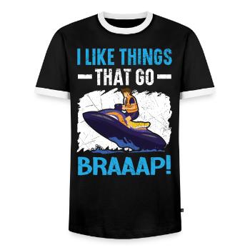 Ich mag Dinge, die Braaap Jetski Wasser gehen - Männer Kontrast-T-Shirt - Schwarz/Weiß - Vorne - AI Model Female 172 light (172cm) & AI Model Male 178 light (178cm)