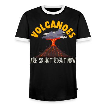Volcanoes Are So Hot Right Now Geology Volcano - Men's Ringer Shirt - black/white - Front - AI Model Female 172 light (172cm) & AI Model Male 178 light (178cm)