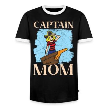 Capitaine Maman Meilleure Maman Jamais Maman Pirate Amoureux - T-shirt contrasté Homme - noir/blanc - Devant - AI Model Female 172 light (172cm) & AI Model Male 178 light (178cm)
