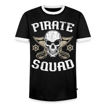 Pirate Squad Caribbean Buccaneer Pirate Lover - Men's Ringer Shirt - black/white - Front - AI Model Female 172 light (172cm) & AI Model Male 178 light (178cm)