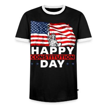 Happy Constitution Day New American USA America - Men's Ringer Shirt - black/white - Front - AI Model Female 172 light (172cm) & AI Model Male 178 light (178cm)
