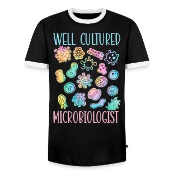 Well Cultured Microbiologist Science Microbiology - Men's Ringer Shirt - black/white - Front - AI Model Female 172 light (172cm) & AI Model Male 178 light (178cm)