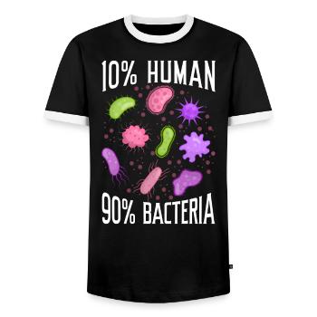 10% Human 90% Bacteria Science Microbiology - Men's Ringer Shirt - black/white - Front - AI Model Female 172 light (172cm) & AI Model Male 178 light (178cm)