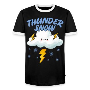 Thunder Snow Lover Eiskalte verschneite Wintersaison - Männer Kontrast-T-Shirt - Schwarz/Weiß - Vorne - AI Model Female 172 light (172cm) & AI Model Male 178 light (178cm)