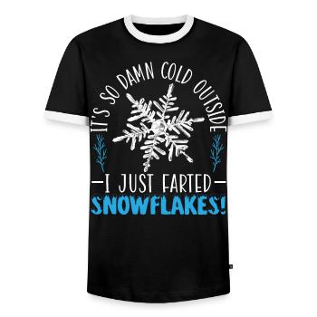 Il fait tellement froid dehors que je viens de faire des flocons de neige - T-shirt contrasté Homme - noir/blanc - Devant - AI Model Female 172 light (172cm) & AI Model Male 178 light (178cm)