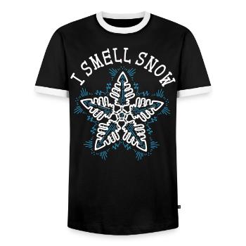 Snow Must Go On Ice Cold Snowy Winter Season - Men's Ringer Shirt - black/white - Front - AI Model Female 172 light (172cm) & AI Model Male 178 light (178cm)