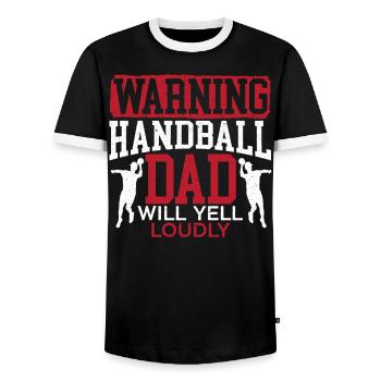 Handball Papa va crier fort Sports Fête des Pères - T-shirt contrasté Homme - noir/blanc - Devant - AI Model Female 172 light (172cm) & AI Model Male 178 light (178cm)
