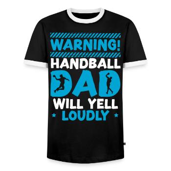 Handball Papa va crier fort Sports Fête des Pères - T-shirt contrasté Homme - noir/blanc - Devant - AI Model Female 172 light (172cm) & AI Model Male 178 light (178cm)