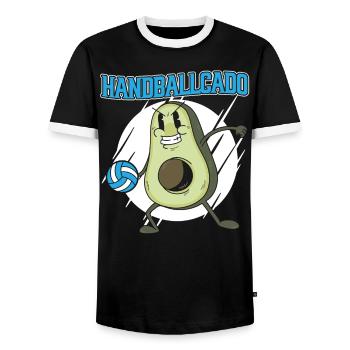 Handballcado Handballspieler Handballer Sport - Männer Kontrast-T-Shirt - Schwarz/Weiß - Vorne - AI Model Female 172 light (172cm) & AI Model Male 178 light (178cm)