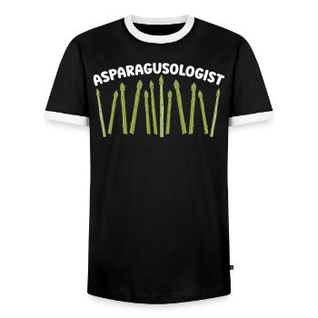 Spargelforscher Spargelliebhaber Veganes Gemüse - Männer Kontrast-T-Shirt - Schwarz/Weiß - Vorne - AI Model Female 172 light (172cm) & AI Model Male 178 light (178cm)