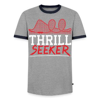 Thrill Seeker Roller Coaster Ride Rollercoaster - T-shirt contrasté Homme - gris/marine  - Devant - AI Model Female 172 light (172cm) & AI Model Male 178 light (178cm)