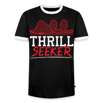 Thrill Seeker Roller Coaster Ride Rollercoaster - Men's Ringer Shirt - black/white - Front - AI Model Female 172 light (172cm) & AI Model Male 178 light (178cm)