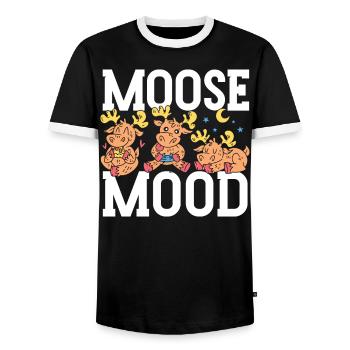 Elch Stimmung Tier Alces Elch Hirsch - Männer Kontrast-T-Shirt - Schwarz/Weiß - Vorne - AI Model Female 172 light (172cm) & AI Model Male 178 light (178cm)