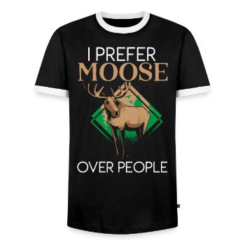 Ich bevorzuge Elch über Menschen Tier Alces Elch Hirsch - Männer Kontrast-T-Shirt - Schwarz/Weiß - Vorne - AI Model Female 172 light (172cm) & AI Model Male 178 light (178cm)