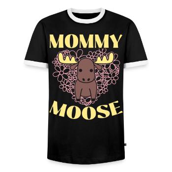 Mommy Moose Lover Alces Elk Deer Mothers Day - Männer Kontrast-T-Shirt - Schwarz/Weiß - Vorne - AI Model Female 172 light (172cm) & AI Model Male 178 light (178cm)