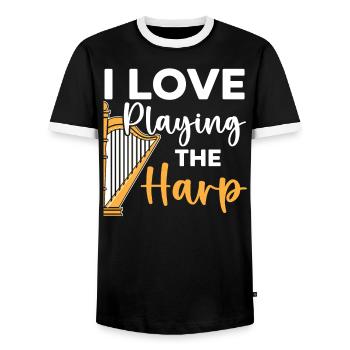 Ich liebe es, den Harfenisten-Harfenisten-Musiker zu spielen - Männer Kontrast-T-Shirt - Schwarz/Weiß - Vorne - AI Model Female 172 light (172cm) & AI Model Male 178 light (178cm)
