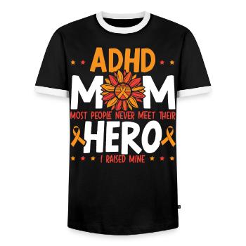 ADHD Mom ADHD Awareness Embrace Neurodiversity - Men's Ringer Shirt - black/white - Front - AI Model Female 172 light (172cm) & AI Model Male 178 light (178cm)