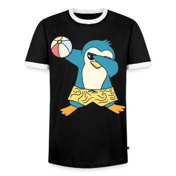 Penguin Pool Party Aufblasbarer Kugel Wasserball - Männer Kontrast-T-Shirt - Schwarz/Weiß - Vorne - AI Model Female 172 light (172cm) & AI Model Male 178 light (178cm)