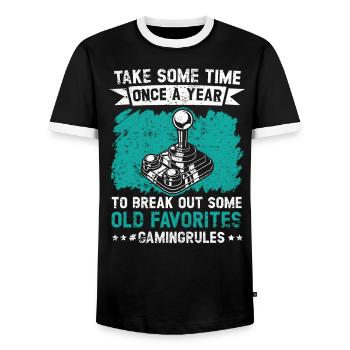 Spielregeln Arcade Gamer Geek Videospieler - Männer Kontrast-T-Shirt - Schwarz/Weiß - Vorne - AI Model Female 172 light (172cm) & AI Model Male 178 light (178cm)