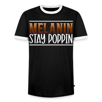 Melanin Stay Poppin Black Geschichte Monat Schwärze - Männer Kontrast-T-Shirt - Schwarz/Weiß - Vorne - AI Model Female 172 light (172cm) & AI Model Male 178 light (178cm)