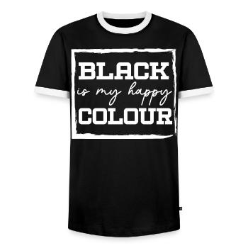 Black Is My Happy Colour African American Melanin - Men's Ringer Shirt - black/white - Front - AI Model Female 172 light (172cm) & AI Model Male 178 light (178cm)