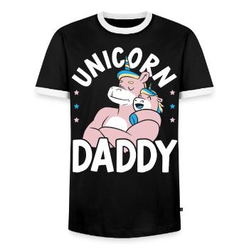 Unicorn Daddy Fathers Day Best Dad Ever Fatherhood - Men's Ringer Shirt - black/white - Front - AI Model Female 172 light (172cm) & AI Model Male 178 light (178cm)