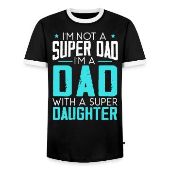 Dad With A Super Daughter Fatherhood Fathers Day - Men's Ringer Shirt - black/white - Front - AI Model Female 172 light (172cm) & AI Model Male 178 light (178cm)