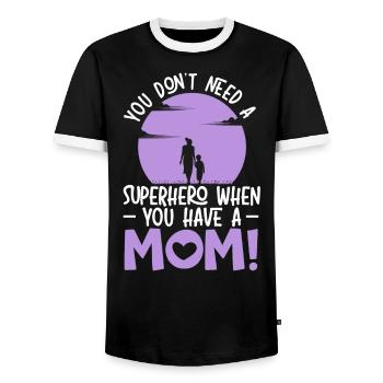 Du brauchst keinen Superhelden, wenn du eine Mutter hast - Männer Kontrast-T-Shirt - Schwarz/Weiß - Vorne - AI Model Female 172 light (172cm) & AI Model Male 178 light (178cm)