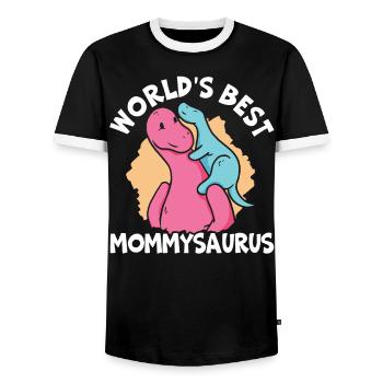 Weltbester Mommysaurus Dinosaurier Mütter Tag - Männer Kontrast-T-Shirt - Schwarz/Weiß - Vorne - AI Model Female 172 light (172cm) & AI Model Male 178 light (178cm)