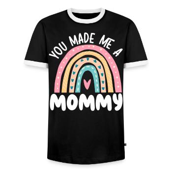 You Made Me A Mommy Best Mom Ever Mothers Day - Men's Ringer Shirt - black/white - Front - AI Model Female 172 light (172cm) & AI Model Male 178 light (178cm)