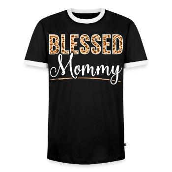 Blessed Mommy Best Mom Ever Mothers Day Motherhood - Men's Ringer Shirt - black/white - Front - AI Model Female 172 light (172cm) & AI Model Male 178 light (178cm)