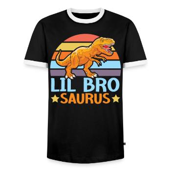 Lil Bro Saurus Meilleur Frère De Tous les Temps Brotherhood Dinosaure - T-shirt contrasté Homme - noir/blanc - Devant - AI Model Female 172 light (172cm) & AI Model Male 178 light (178cm)