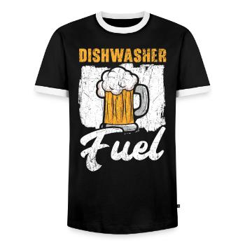 Dishwasher Fuel Dishwashing Job Beer Drinker - Men's Ringer Shirt - black/white - Front - AI Model Female 172 light (172cm) & AI Model Male 178 light (178cm)