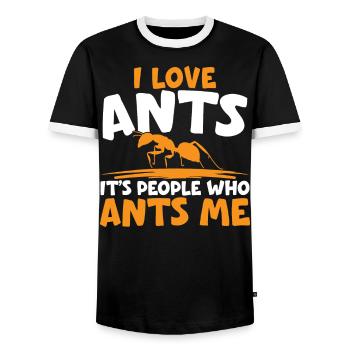 I Love Ants It's People Who Annoy Me Ant Whisperer - Men's Ringer Shirt - black/white - Front - AI Model Female 172 light (172cm) & AI Model Male 178 light (178cm)