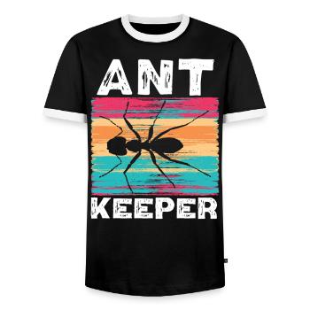 Gardien de fourmis Fourmi Chuchoteur Fourmi Amateur Insecte - T-shirt contrasté Homme - noir/blanc - Devant - AI Model Female 172 light (172cm) & AI Model Male 178 light (178cm)