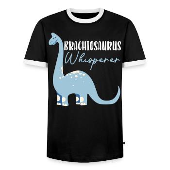 Brachiousaurus Whisperer Dinosaur Paleontologist - Men's Ringer Shirt - black/white - Front - AI Model Female 172 light (172cm) & AI Model Male 178 light (178cm)