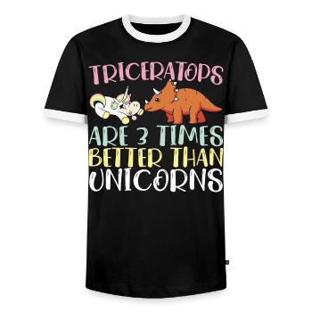 Triceratops Are 3 Times Better Than Unicorns Dino - Men's Ringer Shirt - black/white - Front - AI Model Female 172 light (172cm) & AI Model Male 178 light (178cm)
