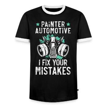 Peintre Automobile Je Corrige Vos Erreurs Voiture - T-shirt contrasté Homme - noir/blanc - Devant - AI Model Female 172 light (172cm) & AI Model Male 178 light (178cm)