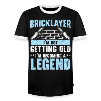 Bricklayer I'm Becoming A Legend Construction - Men's Ringer Shirt - black/white - Front - AI Model Female 172 light (172cm) & AI Model Male 178 light (178cm)