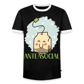 Anteasocial Buveur de thé Introverti Introverti - T-shirt contrasté Homme - noir/blanc - Devant - AI Model Female 172 light (172cm) & AI Model Male 178 light (178cm)