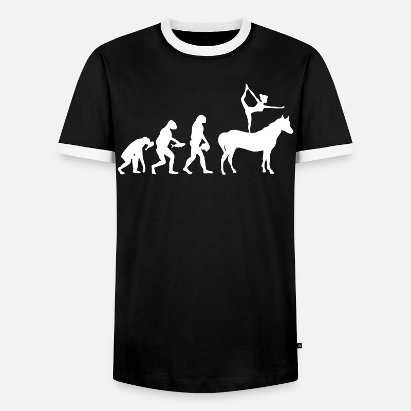 Pferdevoltigieren Evolution Reiten Reiten - Männer Kontrast-T-Shirt - Schwarz/Weiß