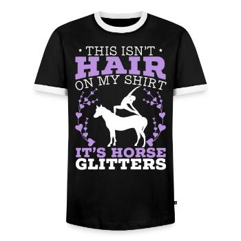 Ce ne sont pas des cheveux sur ma chemise, ce sont des paillettes de cheval - T-shirt contrasté Homme - noir/blanc - Devant - AI Model Female 172 light (172cm) & AI Model Male 178 light (178cm)