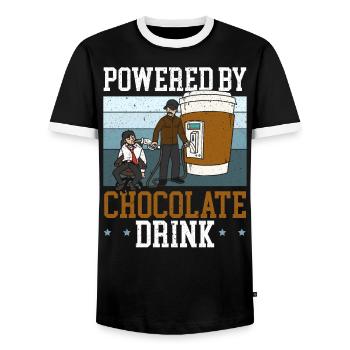 Propulsé par Chocolate Drink Choco Drink Flavor - T-shirt contrasté Homme - noir/blanc - Devant - AI Model Female 172 light (172cm) & AI Model Male 178 light (178cm)