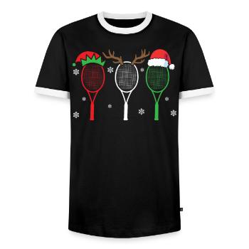 Tennisspieler Sportliebhaber Frohe Weihnachten - Männer Kontrast-T-Shirt - Schwarz/Weiß - Vorne - AI Model Female 172 light (172cm) & AI Model Male 178 light (178cm)